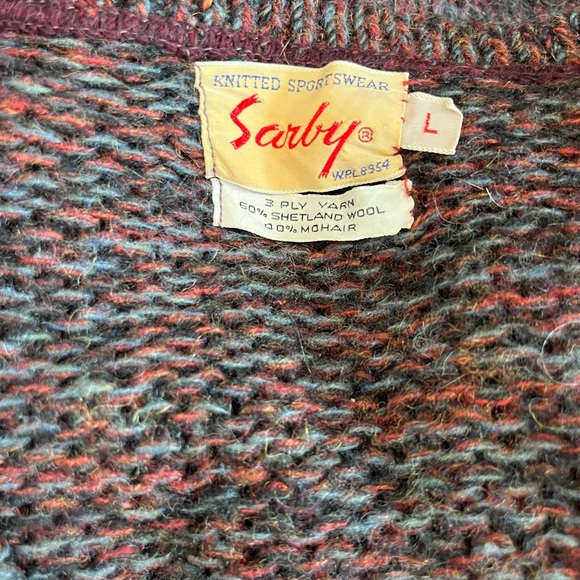 Vintage Mohair Shetland Wool Knit Sweater Womens Large V Neck Sarby Sportswear - Picture 9 of 9